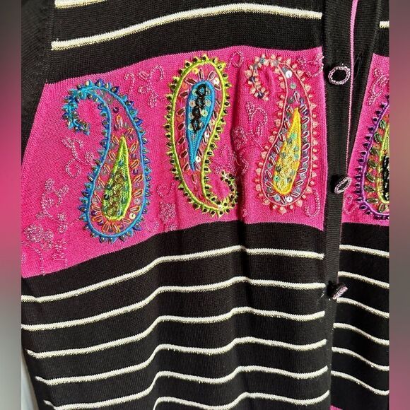 EUC - Just B Women’s Paisley Button Up Cardigan Sweater - Size XL - Picture 5 of 10